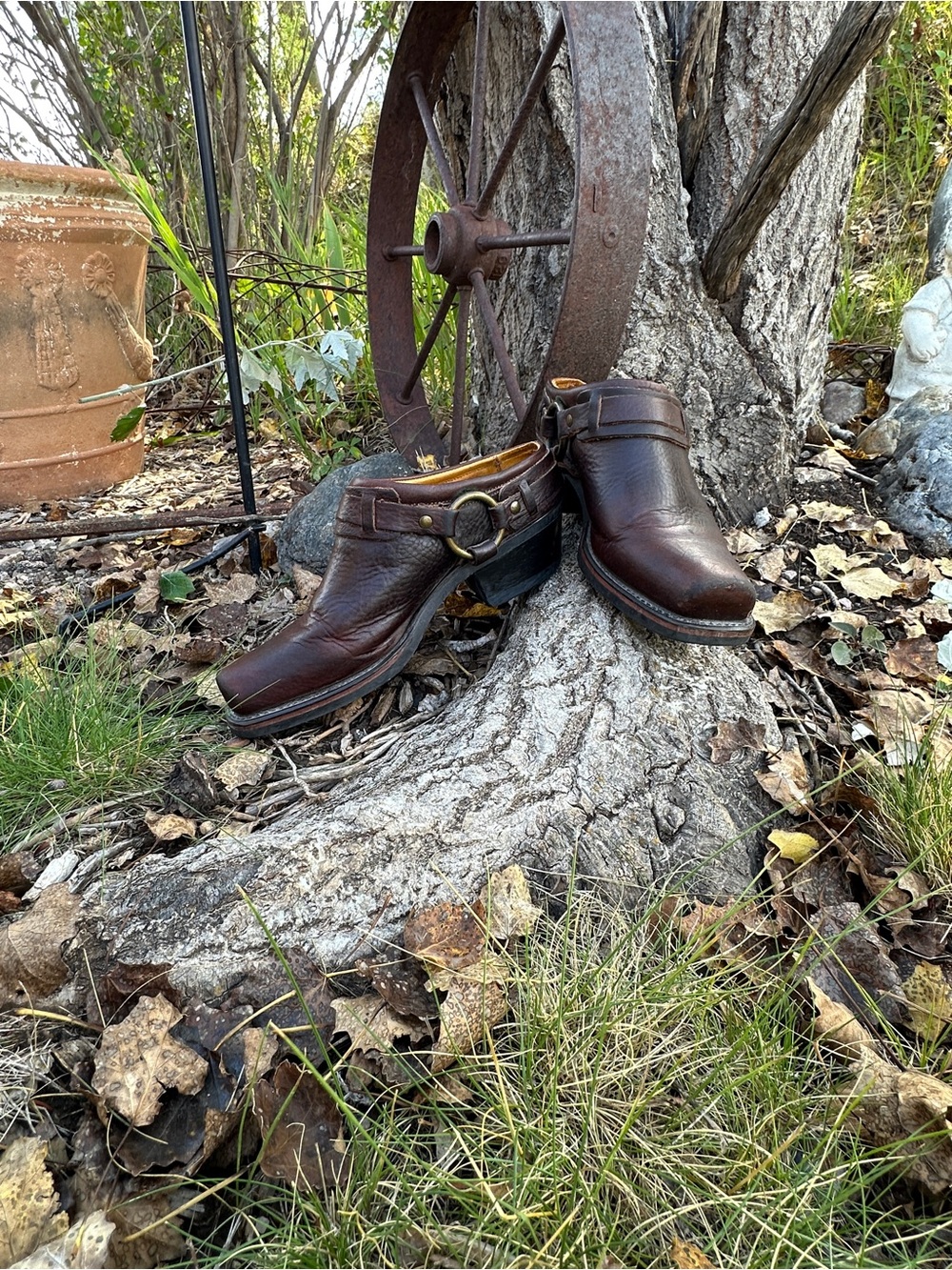FRYE Harness Clog Mule 70760 Brown Square Toe Shoe-Boot womens 8 Made In USA